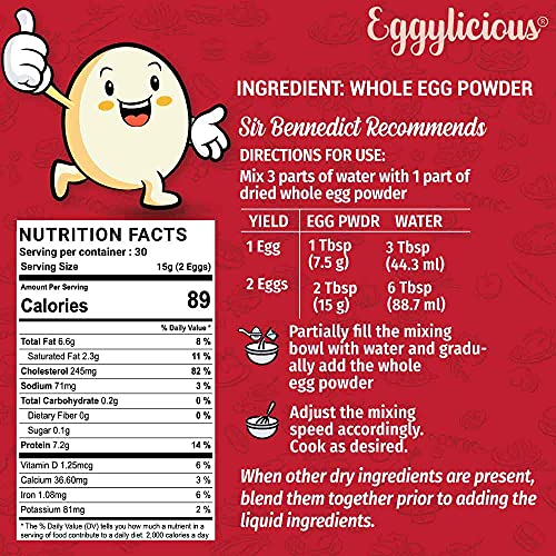 Eggylicious Whole Egg Powder, Dried Natural Protein Powder, Made