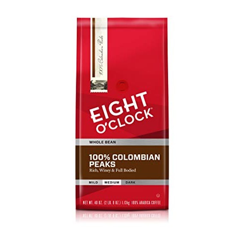 Eight Oclock Whole Bean Coffee, 100% Colombian Peaks, 40 Ounce