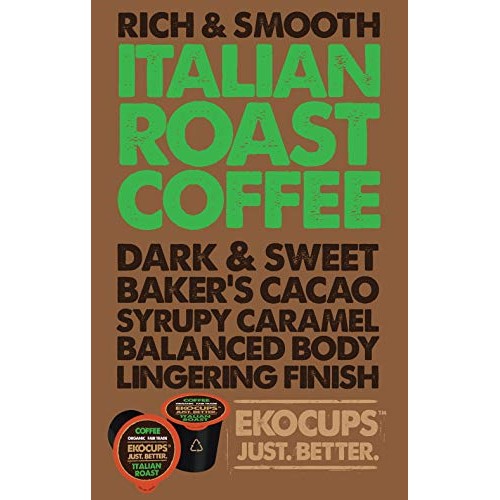 Ekocups Organic Coffee Pods, Italian Roast Coffee, Dark Roast Co