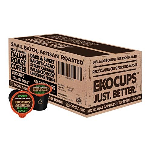 Ekocups Organic Coffee Pods, Italian Roast Coffee, Dark Roast Co