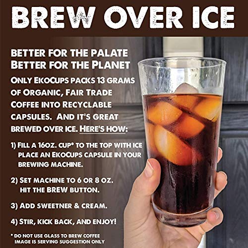 Ekocups Organic Dark Roast Coffee Pods, Strong Bold Dark Roast F