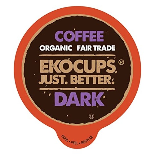 Ekocups Organic Dark Roast Coffee Pods, Strong Bold Dark Roast F