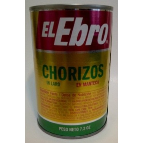 El Ebro Chorizos En Manteca/In Lard 7.2Oz Each Can 2Pack
