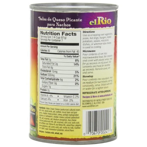 El Rio Hot Nacho Cheese Sauce, 15-Ounce Can Pack Of 12