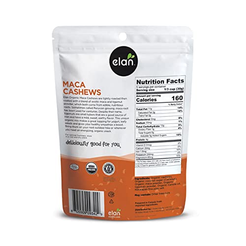 Elan Maca Cashews Organic Snack, 5.6 oz, Cashew Nuts Caramelized...