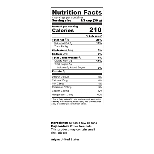 ELAN Organic Raw Pecans 8 Pack, 35.2 Oz, Non-GMO, Vegan, Gluten-...