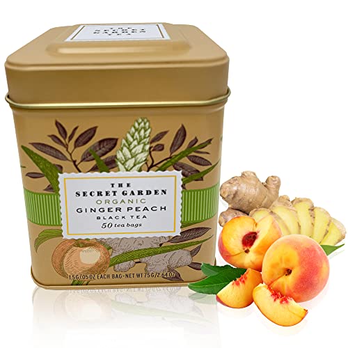 Secret Garden Organic Ceylon Peach Ginger Black Tea - 50 Packets...