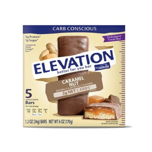 Elevation By Millville Caramel Nut Endulgent Bars 6Oz1.2Oz X 5