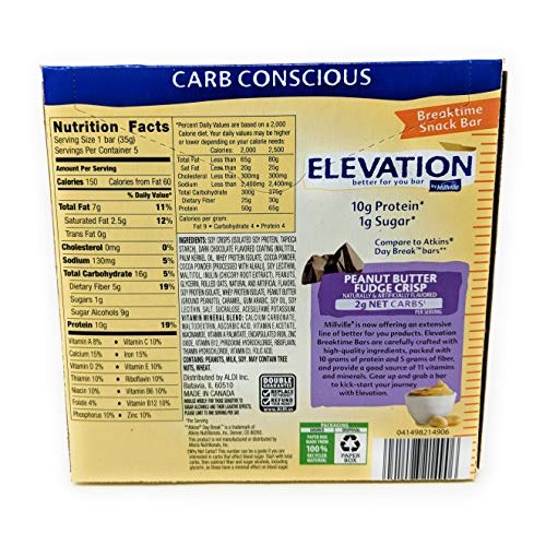 Elevation By Millville Peanut Butter Fudge Crisp Breaktime Bars