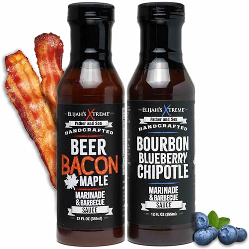 Elijahs Xtreme BBQ Bundle: Beer Bacon Maple BBQ Sauce and Bourb...