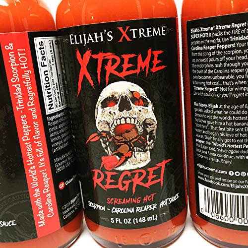 Elijahs Xtreme Regret Hot Sauce - Super Hot - Hot Sauce Made Wi