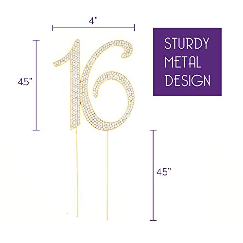 Ella Celebration 16 Cake Topper Gold 16Th Birthday Party Supplie