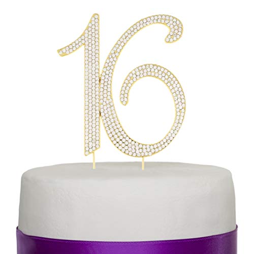 Ella Celebration 16 Cake Topper Gold 16Th Birthday Party Supplie