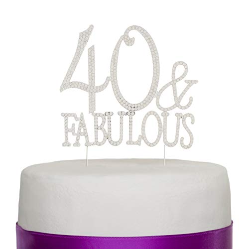 Ella Celebration 40 &Amp; Fabulous Cake Topper For 40Th Birthday Sil