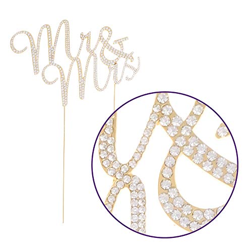 Ella Celebration Mr And Mrs Wedding Cake Topper Gold Rhinestone