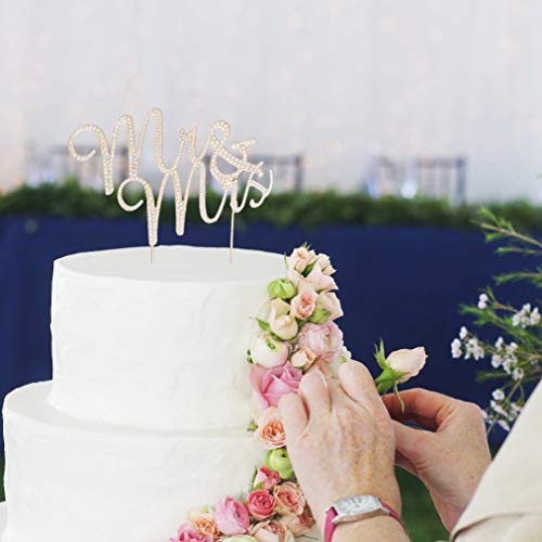 Ella Celebration Mr And Mrs Wedding Cake Topper Gold Rhinestone