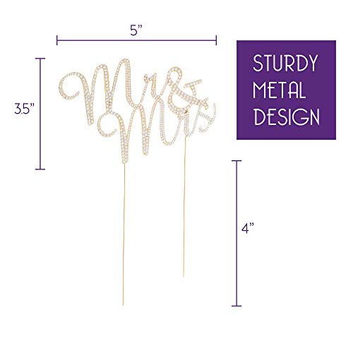 Ella Celebration Mr And Mrs Wedding Cake Topper Gold Rhinestone