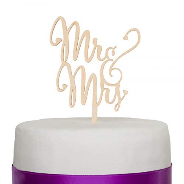 Ella Celebration Mr & Mrs Wooden Wedding Cake Topper, Small Rust...