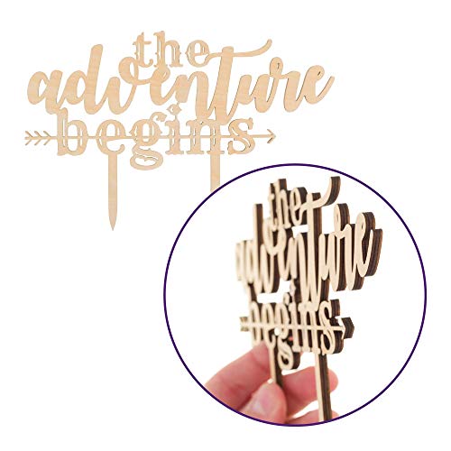 Ella Celebration The Adventure Begins Wooden Wedding Cake Topper