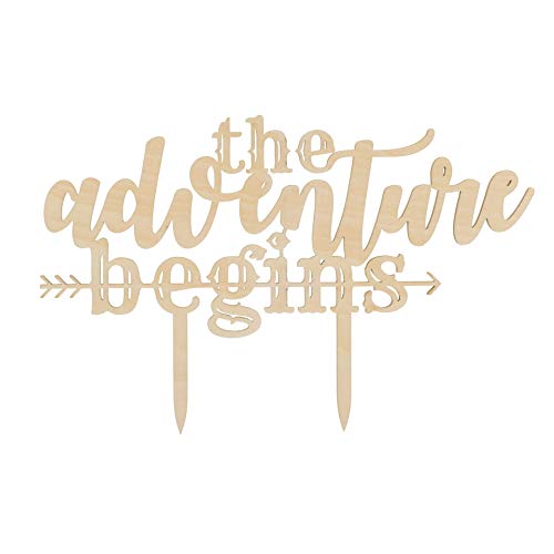Ella Celebration The Adventure Begins Wooden Wedding Cake Topper