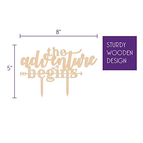 Ella Celebration The Adventure Begins Wooden Wedding Cake Topper