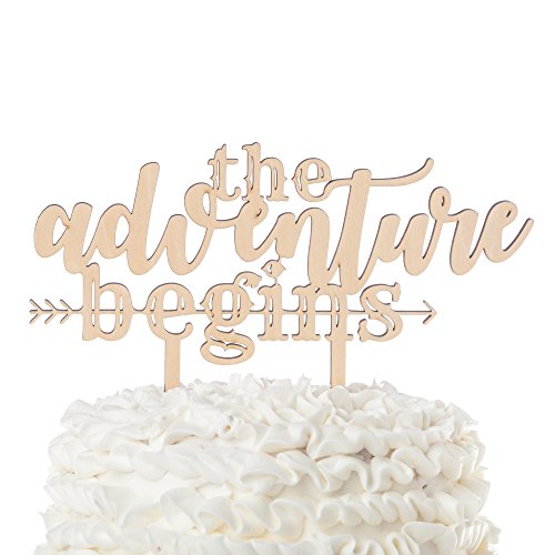 Ella Celebration The Adventure Begins Wooden Wedding Cake Topper