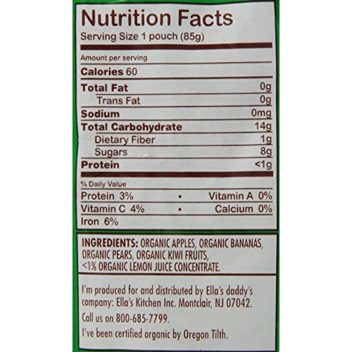 Ellas Kitchen Organic Smoothie Fruits, The Green One, 3 Ounce