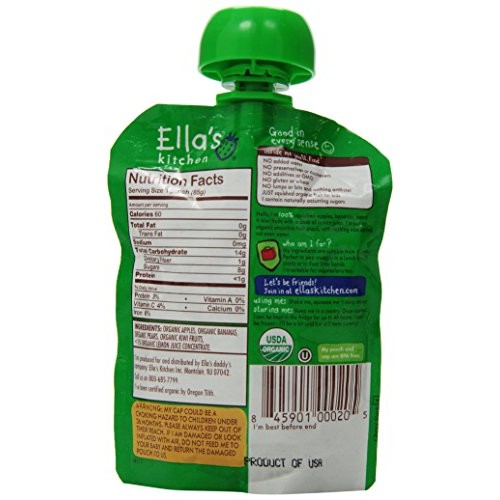 Ellas Kitchen Organic Smoothie Fruits, The Green One, 3 Ounce