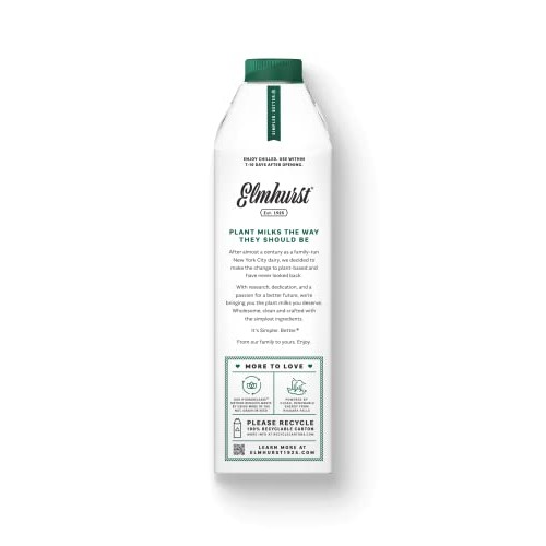 Elmhurst 1925 Unsweetened Oat Milk, 32 Ounce Pack Of 6