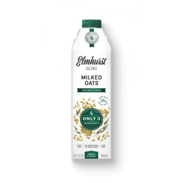 Elmhurst 1925 Unsweetened Oat Milk, 32 Ounce Pack Of 6