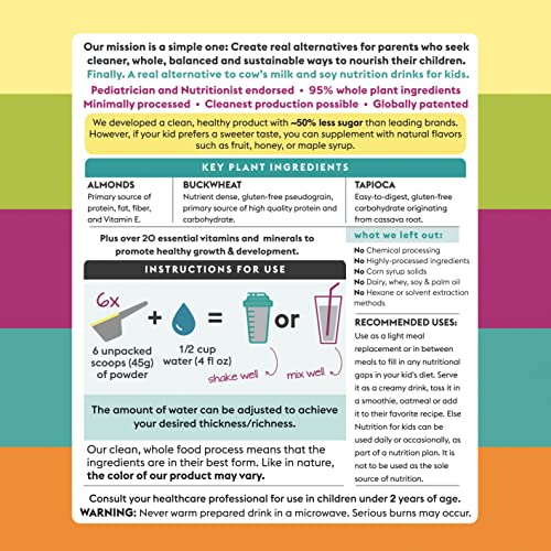 Else Nutrition Kids Organic Protein Shake Powder, Plant-Based, L