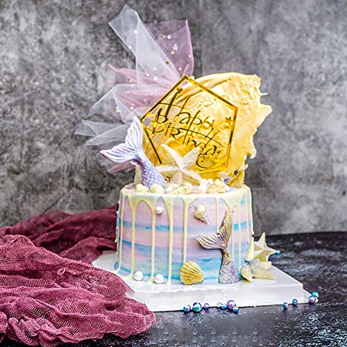 Gold Cake Topper, Acrylic Cake Topper Happy Birthday Cake Topper