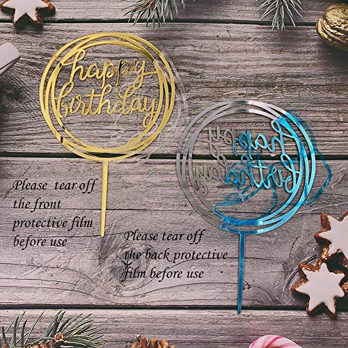 Gold Cake Topper, Acrylic Cake Topper Happy Birthday Cake Topper