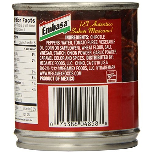 Embasa Chipotle Peppers In Adobo Sauce, 7-Ounce Cans Pack Of 12