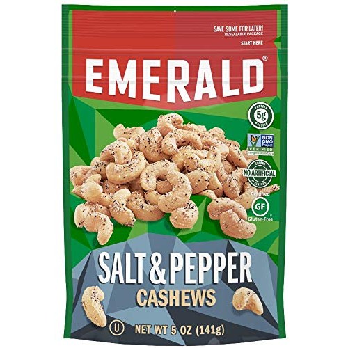 Emerald Sea Salt &Amp; Pepper Cashews, 5 Oz Pack, 6/Carton