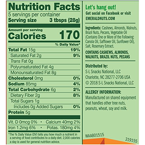 Emerald Deluxe Mixed Nuts, 5 Ounce Resealable Bag Emerald Deluxe Mixed Nuts, 5 Ounce Resealable Bag