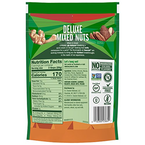 Emerald Deluxe Mixed Nuts, 5 Ounce Resealable Bag Emerald Deluxe Mixed Nuts, 5 Ounce Resealable Bag