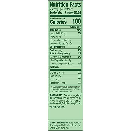 Emerald Nuts, Cashews Roasted And Salted 100 Calorie Packs, 7 Co