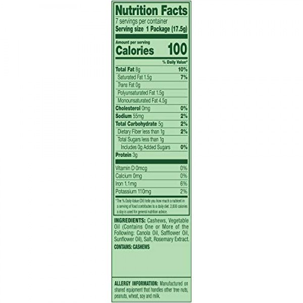 Emerald Nuts, Cashews Roasted and Salted 100 Calorie Packs, 7 Co...
