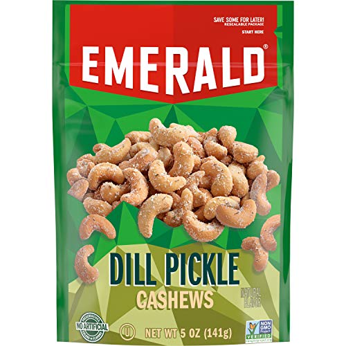 Emerald Nuts, Dill Pickle Cashews, 5 Ounce Resealable Bag Pack