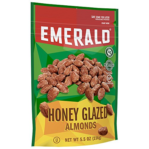 Emerald Honey Glazed Almonds, Stand Up Resealable Bag, 5.5 Ounce