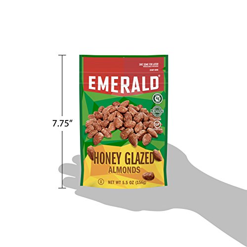 Emerald Honey Glazed Almonds, Stand Up Resealable Bag, 5.5 Ounce