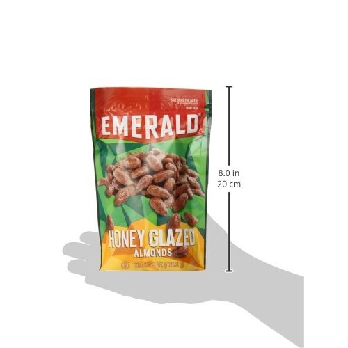 Emerald Honey Glazed Almonds, Stand Up Resealable Bag, 5.5 Ounce