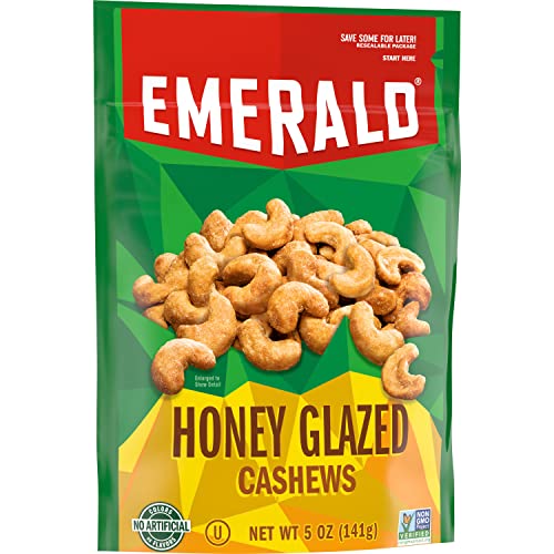 Emerald Nuts, Honey Glazed Cashews, 5 Oz Resealable Bag