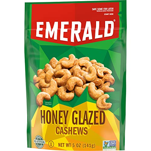 Emerald Nuts, Honey Glazed Cashews, 5 Oz Resealable Bag