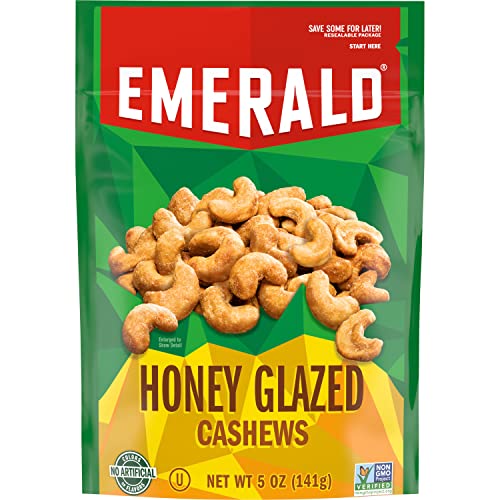 Emerald Nuts, Honey Glazed Cashews, 5 Oz Resealable Bag