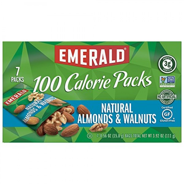 Emerald Nuts, Natural Walnuts & Almonds 100 Calorie Packs, 7 Cou...