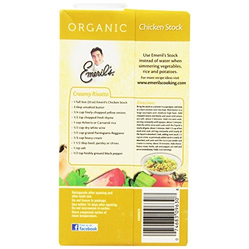 Emerils All Natural Organic Stock, Chicken, 32 Ounce Pack Of 6