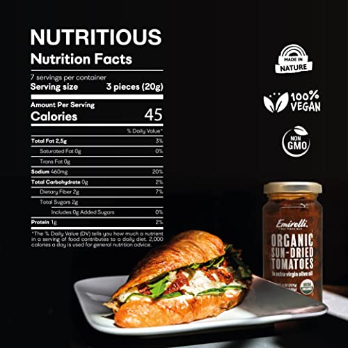 EMIRELLI – ORGANIC Sun-Dried Tomatoe Halves in Olive Oil,Unsulfu...