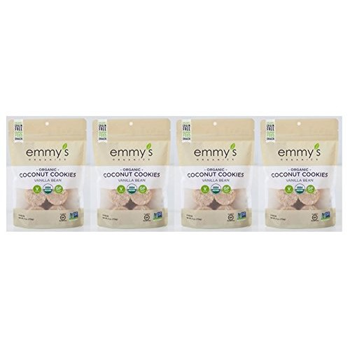 Emmys Organics Coconut Cookies, Vanilla Bean, 6 Oz Pack Of 4
